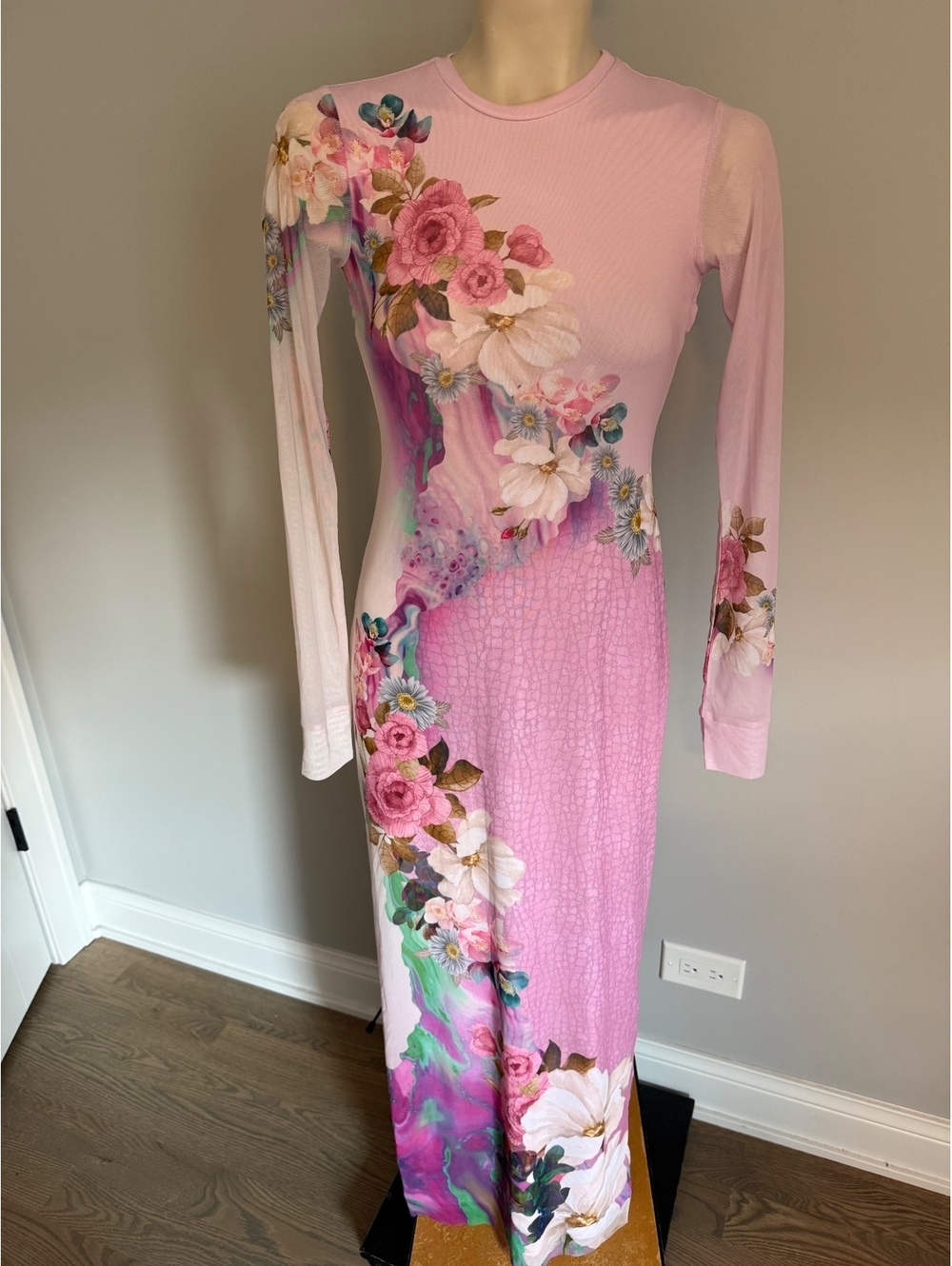 AFRM Pink Floral Long Sleeve Maxi Dress Size Small